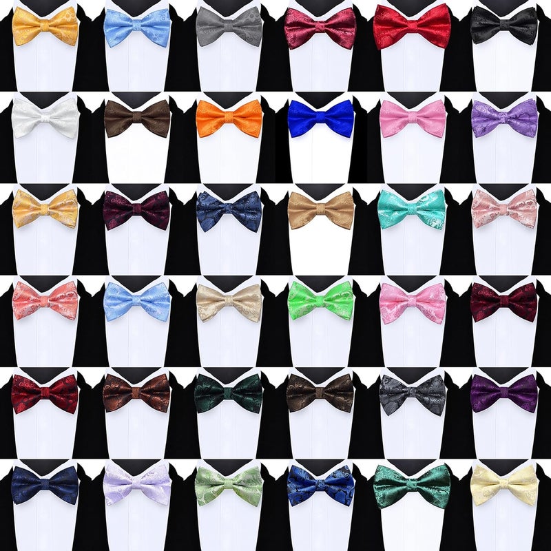 GUSLESON Bow Ties for Men Pre-tied Adjustable Paisley Bowties for Wedding Business Party - Image 4
